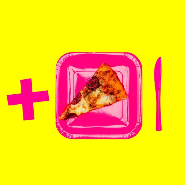 Une part de pizza. Pizza Lover Concept. Pose plate art minimal — Photo