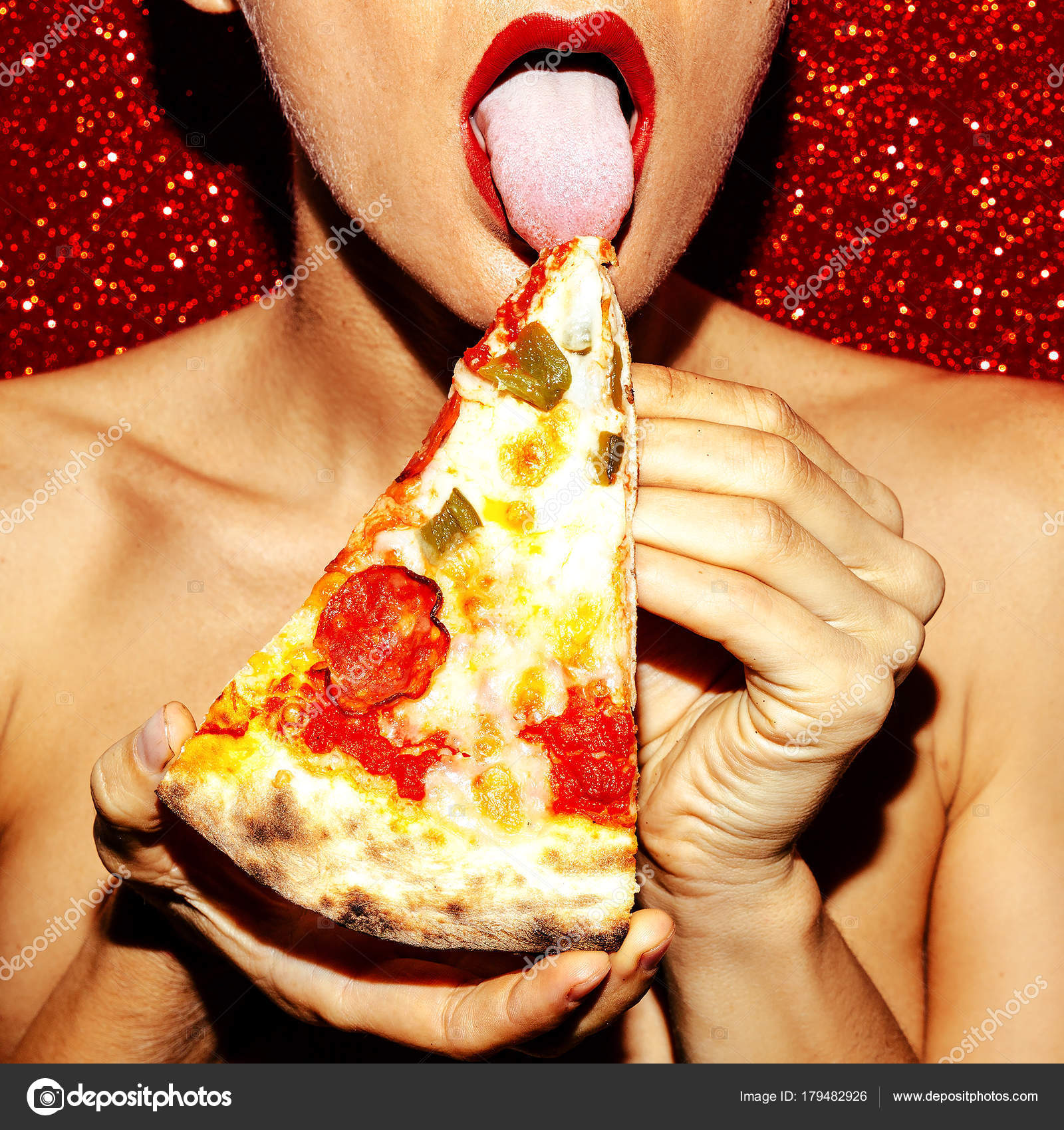 Food porn. Pizza Lover. Sexy Girl. Minimal fashion art Stock Photo by  Â©Porechenskaya 179482926
