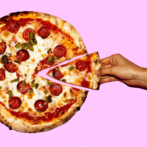 Pizza. Fast Food Art lapos lay — Stock Fotó