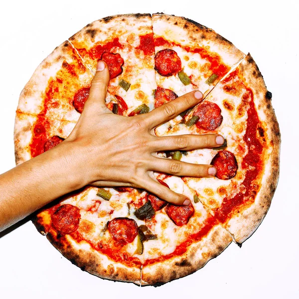 Food porn. Pizza Lover.  Minimal fashion art — Stock Photo, Image