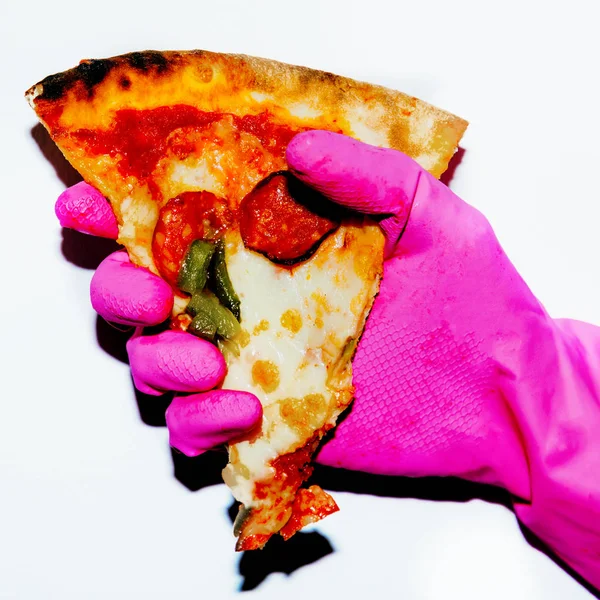 Food porn. Slice of Pizza. Pizza Lover. Minimal fashion modern a — Stock Photo, Image