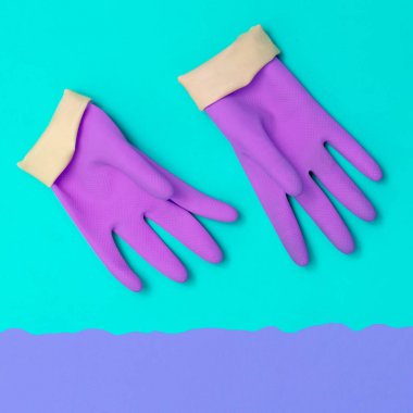 Mor lastik eldiven. Çok az. Pastel renkler Trend