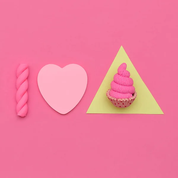 Adoro Cake. Candy Minimal Mood. Arte flatlay — Foto Stock