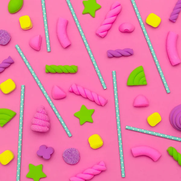 Beau fond. Candy Art Flatlay minimaliste — Photo