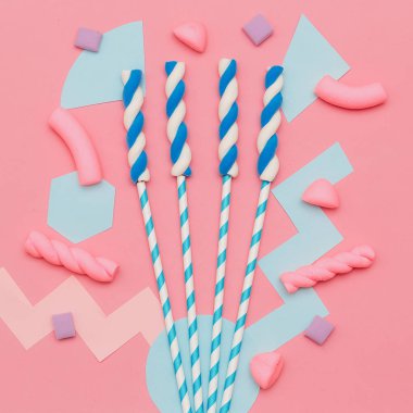 Hatmi karışım. Tatlı aşkım. Pembe şeker flatlay