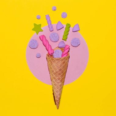 Şeker dondurma. En az şeker. Şeker sanat. Vanilya tatlı ruh