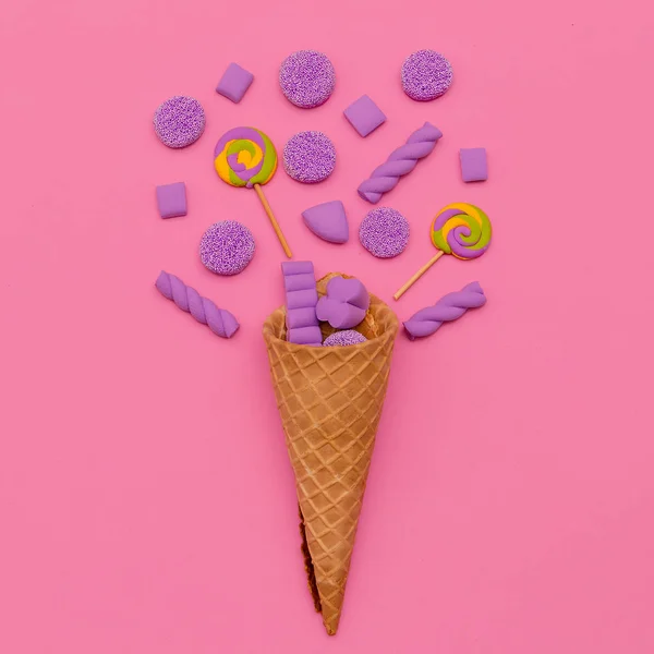 Gelado doce. Candy humor de moda mínima — Fotografia de Stock