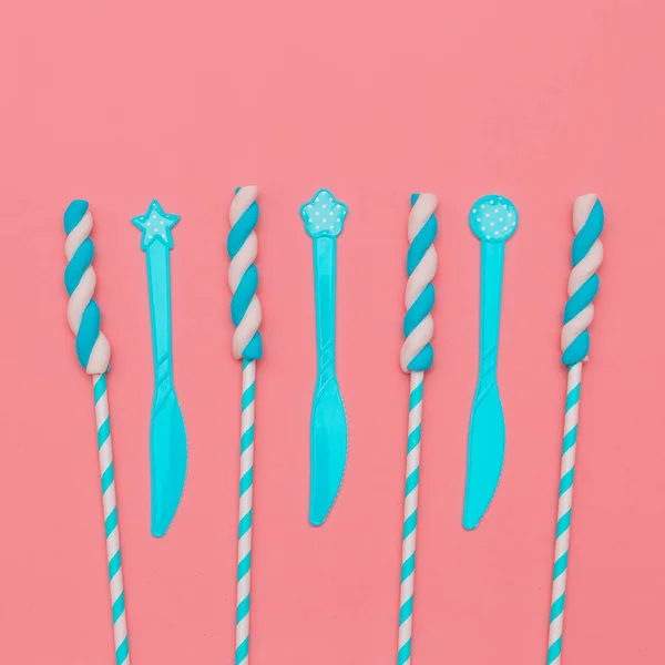 Fehérmályva kék meg Candy minimális divat hangulat — Stock Fotó