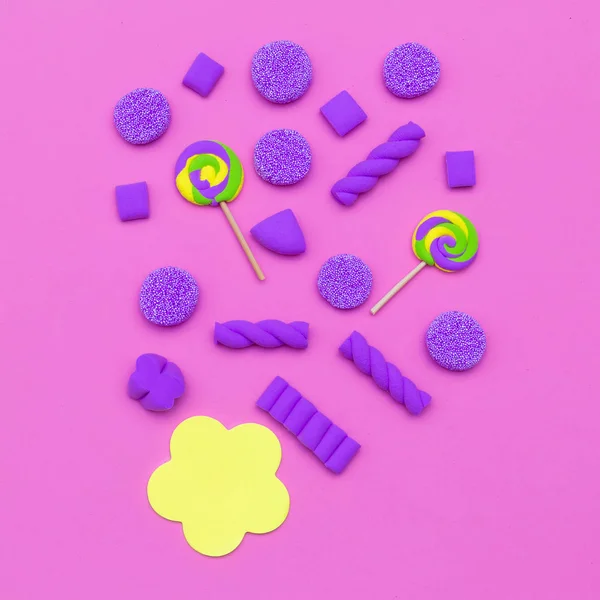 Sweet Candy Mix Purple minimal fashion mood — Stock Photo, Image