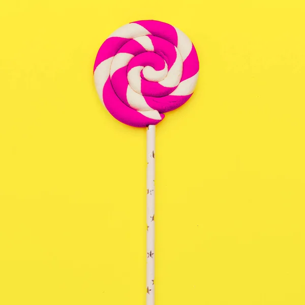 Lízátko. Candy minimální módní Flatlay umění — Stock fotografie