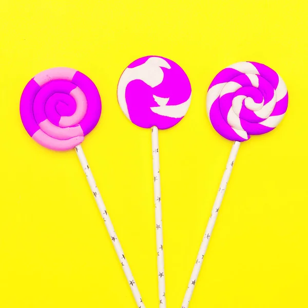 Lollipop Mood. Candy Minimal Moda Flatlay art — Fotografia de Stock