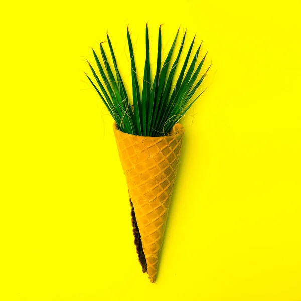 Crème glacée aux feuilles de palma Art flatlay minimal — Photo