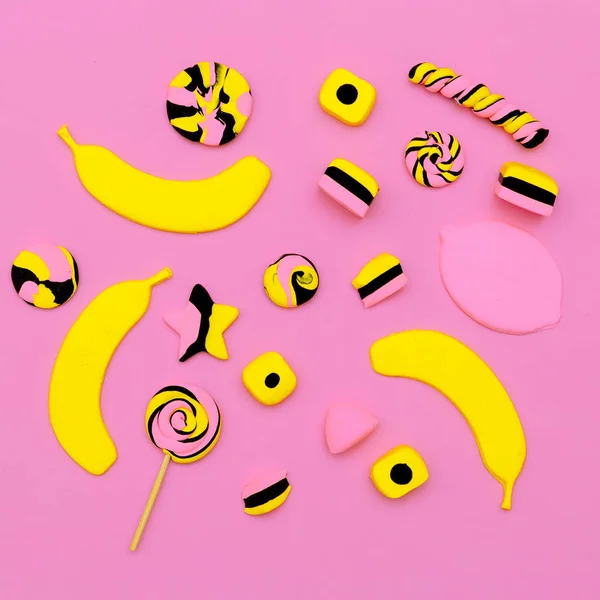 Bonbon sucré. Art minimal Flatlay . — Photo