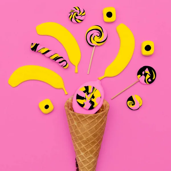 Candy minimale Set. Flatlay art. Mode Sweet — Stockfoto