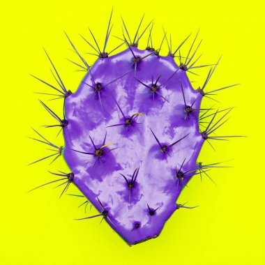 Purple Cactus. Art design. Minimal flat lay art clipart