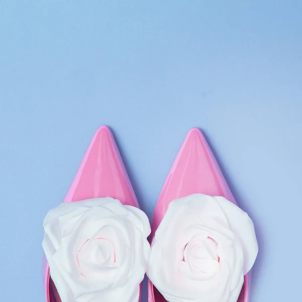 Boty Lady a růže. Minimální módní umění — Stock fotografie