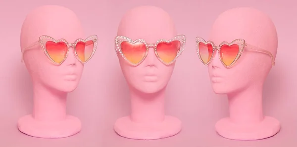 Maniquí en gafas de sol vintage corazón . — Foto de Stock