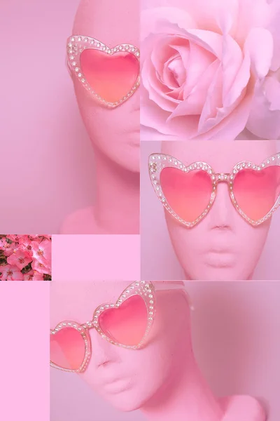 Colagem estética de moodboard. Vibrações rosa elegantes — Fotografia de Stock