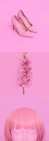 Esztétikai hangulatjavító kollázs. Divat rózsaszín rezgések — Stock Fotó