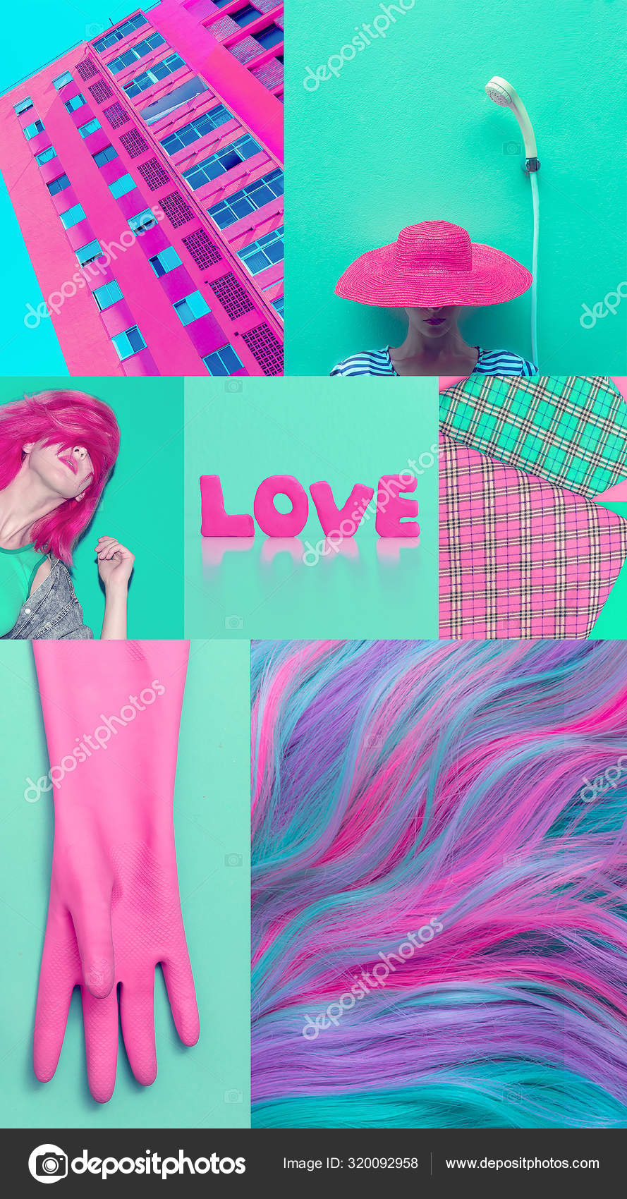 Fashion aesthetic moodboard. Pink and blue. Pastel colours vibes Stock  Photo by ©Porechenskaya 320092958