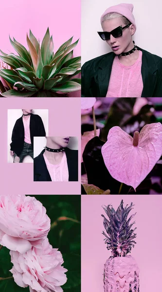 Ästhetisches Moodboard. Mode rosa Swag Vibes. — Stockfoto