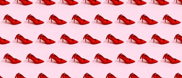 Pola yang tidak berjahit. Sepatu merah tumit Lady Bergaya — Stok Foto