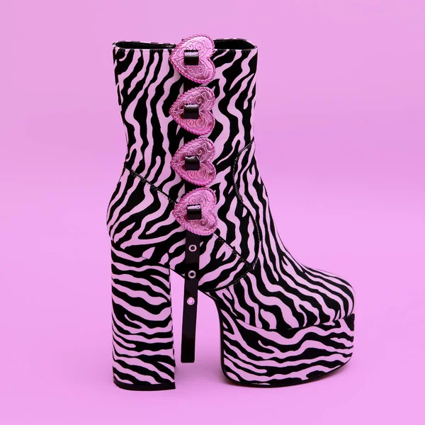 Stylish boots heel. Fashion Lady concept. Flat lay — Stock Photo, Image
