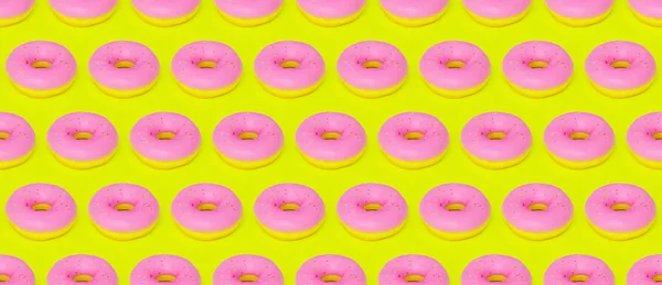 Απρόσκοπτο μοτίβο. Ροζ ντόνατ φόντο — Φωτογραφία Αρχείου