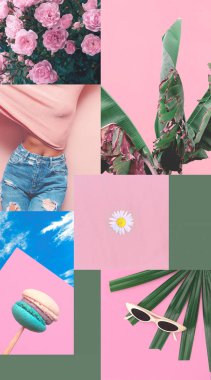 Estetik ahşap. Pembe moda havası