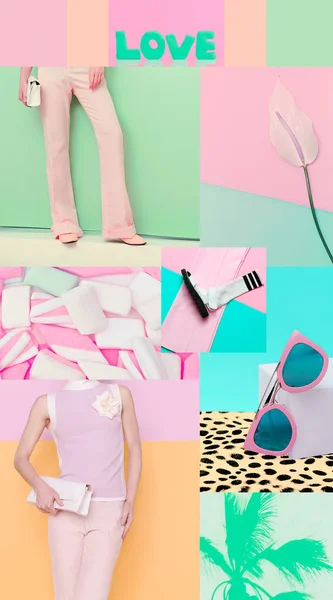 Moodboard estética de moda. Estilo de colores pastel vainilla — Foto de Stock