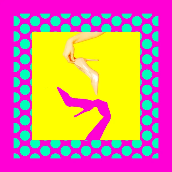 Lady shoes minimal geometry collage. Fashion — Stock Photo, Image