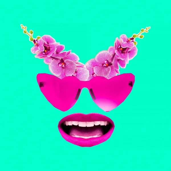 Contemporary art collage. Trendy sunglasses accessories  concept — 图库照片