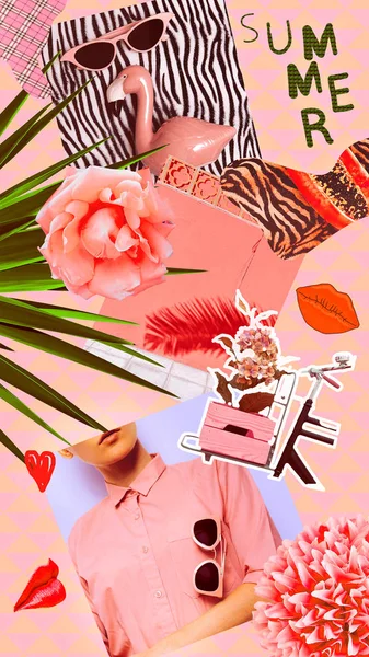 Mode esthetisch moodboard. Zomer accessoires. Stijl en stijl — Stockfoto