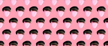 Kusursuz desen. Moda aksesuar şapkası. Tişört, tebrik kartı, ambalaj kağıdı, poster, kumaş baskısı için kullan.