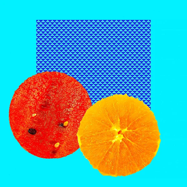 Collage Arte Contemporáneo Diseño Frutas Frescas Geometría Mínimo —  Fotos de Stock