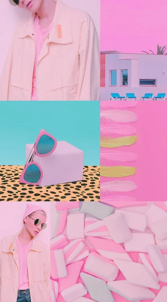 Fashion aesthetic moodboard. Stylish pastel colours mix