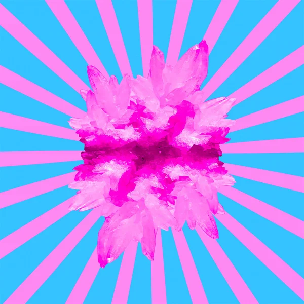 Collage Arte Contemporanea Cristallo Rosa Geometria — Foto Stock