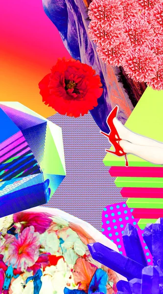 Estetiskt Moodboard Kreativt Collage Blanda Texturer Och Föremål — Stockfoto