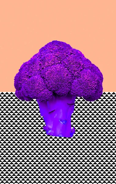 Papel Pintado Creativo Brócoli Púrpura Collage Geometría Arte —  Fotos de Stock