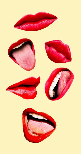 Moodboard Estético Definir Lips Emoções — Fotografia de Stock