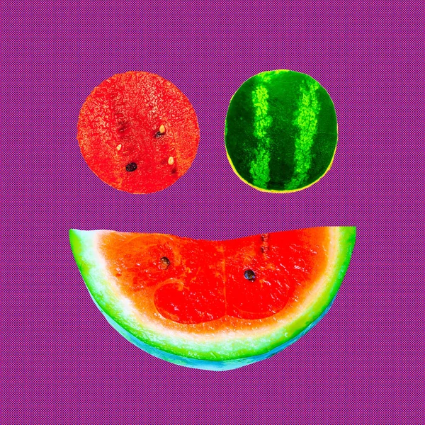 Contemporary Art Collage Watermelon Lover Vegan Concept — Stock Photo, Image