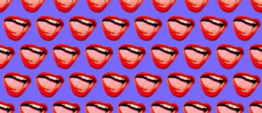 Kusursuz moda patern kırmızı dudaklı. İzler için kullan