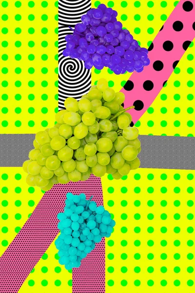 Mode Esthetische Moodboard Walpappers Druiven Geometrie Achtergrond Vruchten Vitaminen Concept — Stockfoto