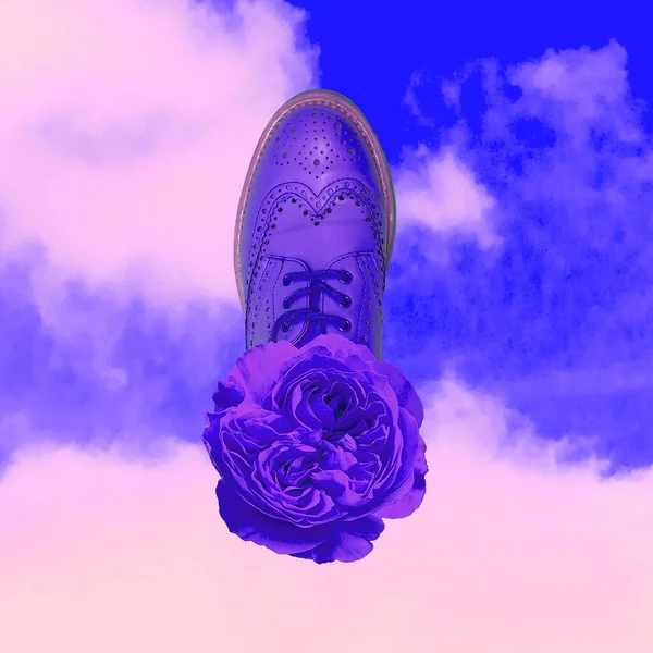 Коллаж Современного Искусства Мода Обувь Цветы Летние Вибрации — стоковое фото
