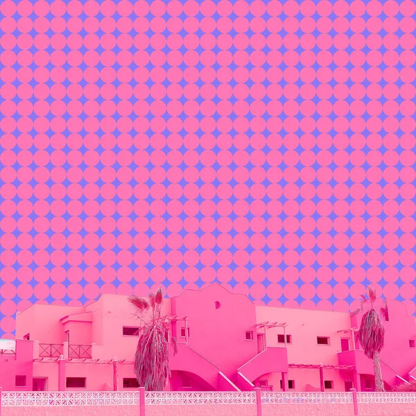 Hedendaagse Kunst Collage Tropische Roze Vakantie Vibes — Stockfoto