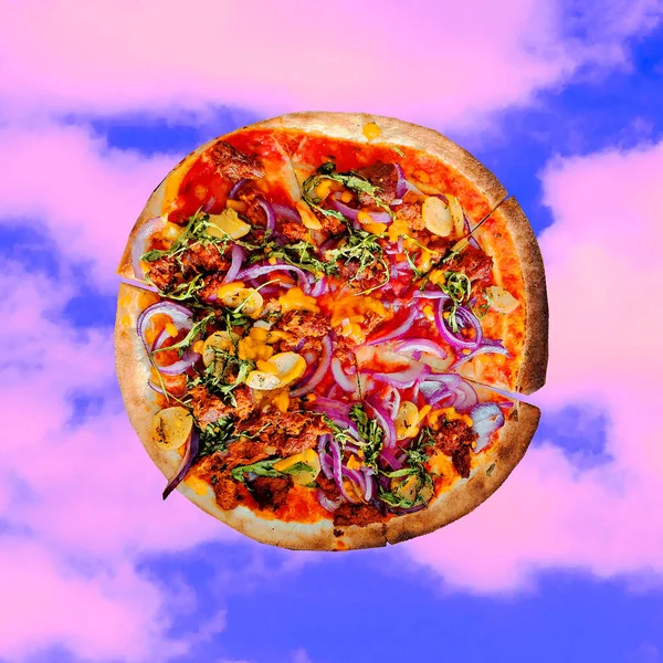 Contemporary Art Collage Pizza Lover Pizza Time Creative Concept — Stock Photo, Image