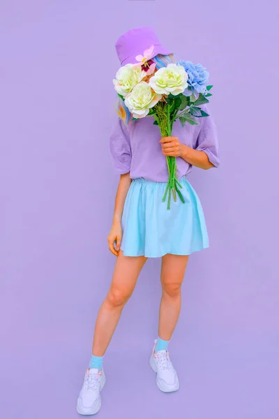 Pěkné Letní Estetické Květiny Dívka Kvetoucí Romantické Vibrace Návrh Vanilkových — Stock fotografie