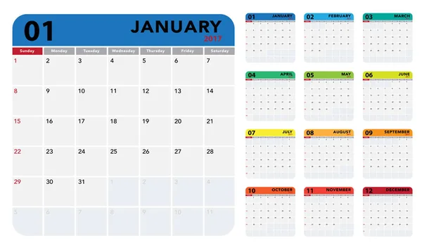 Calendar template design. — Stock Vector