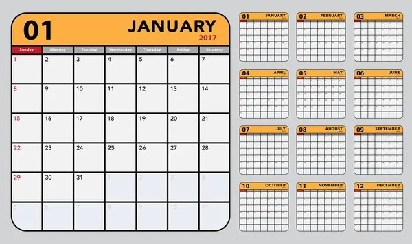 Diseño de plantilla de calendario . — Vector de stock
