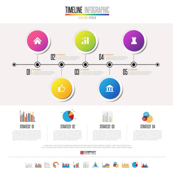 Modello di infografica della timeline — Vettoriale Stock